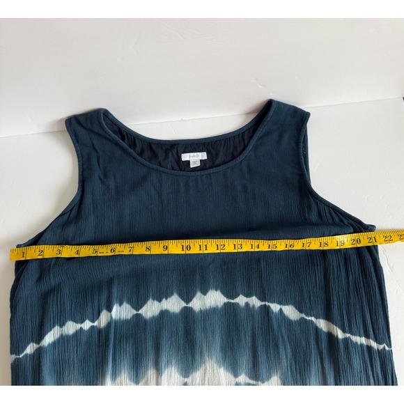 Pure Jill Tie Dye Dress XL Petite Blue Gray Stripe Cotton Beach Hippie Boho - Picture 7 of 8